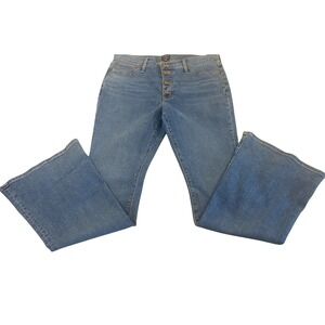 J Crew Full Length Flare Button Fly Stretch Jean Medium Wash Women Size 30 NWOT